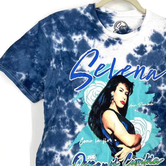 Selena Queen Of Cumbia Portrait Tie Dye T-Shirt Blue Size Large NWOT - Picture 4 of 11